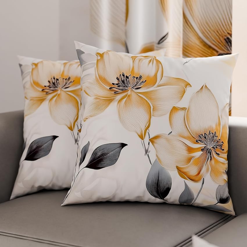 PETTI Artigiani Italiani - Coppia di Federe Cuscino 40x40 cm in Microfibra, Cuscini Arredo Camera da Letto, Divano, Salotto, Set 2 Fodere Copricuscino, Federa Floreale 37, 100% Made in Italy