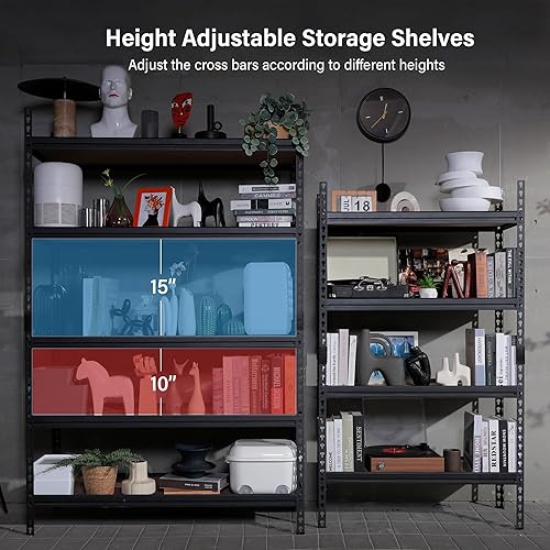 Miniatura 6 de AHEONLAR Estantes de almacenamiento ajustables de 4 niveles para garaje, estantería resistente, estantes de almacenamiento de metal para almacén,