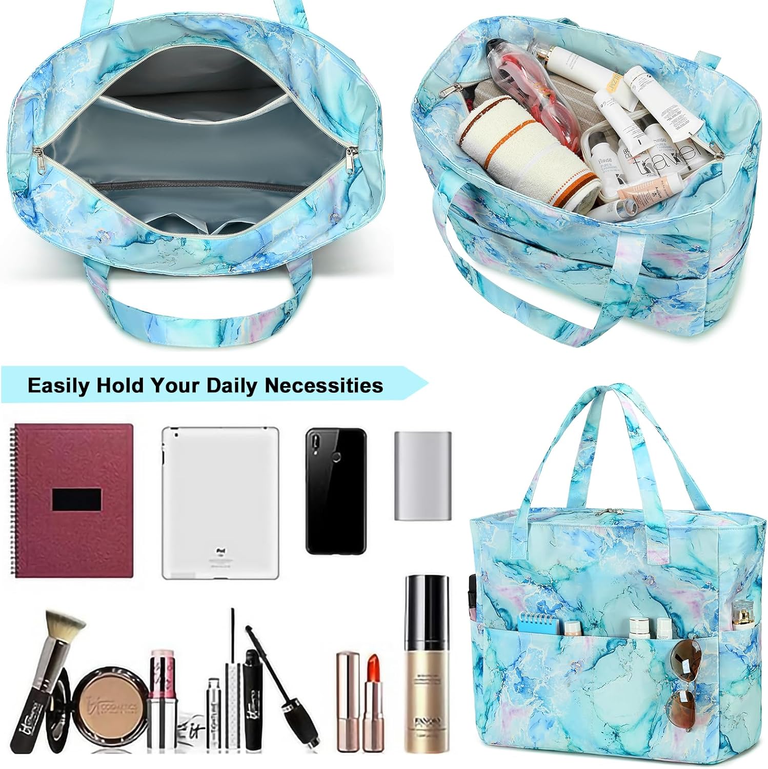 LEDAOU Beach Bag Waterproof Sandproof Women Beach Tote Pool Bag with Zipper for Gym Grocery Travel with Wet Pocket | Sandproof, with Zipper, for Gym, Grocery, Travel, with Wet Pocket - Image 5