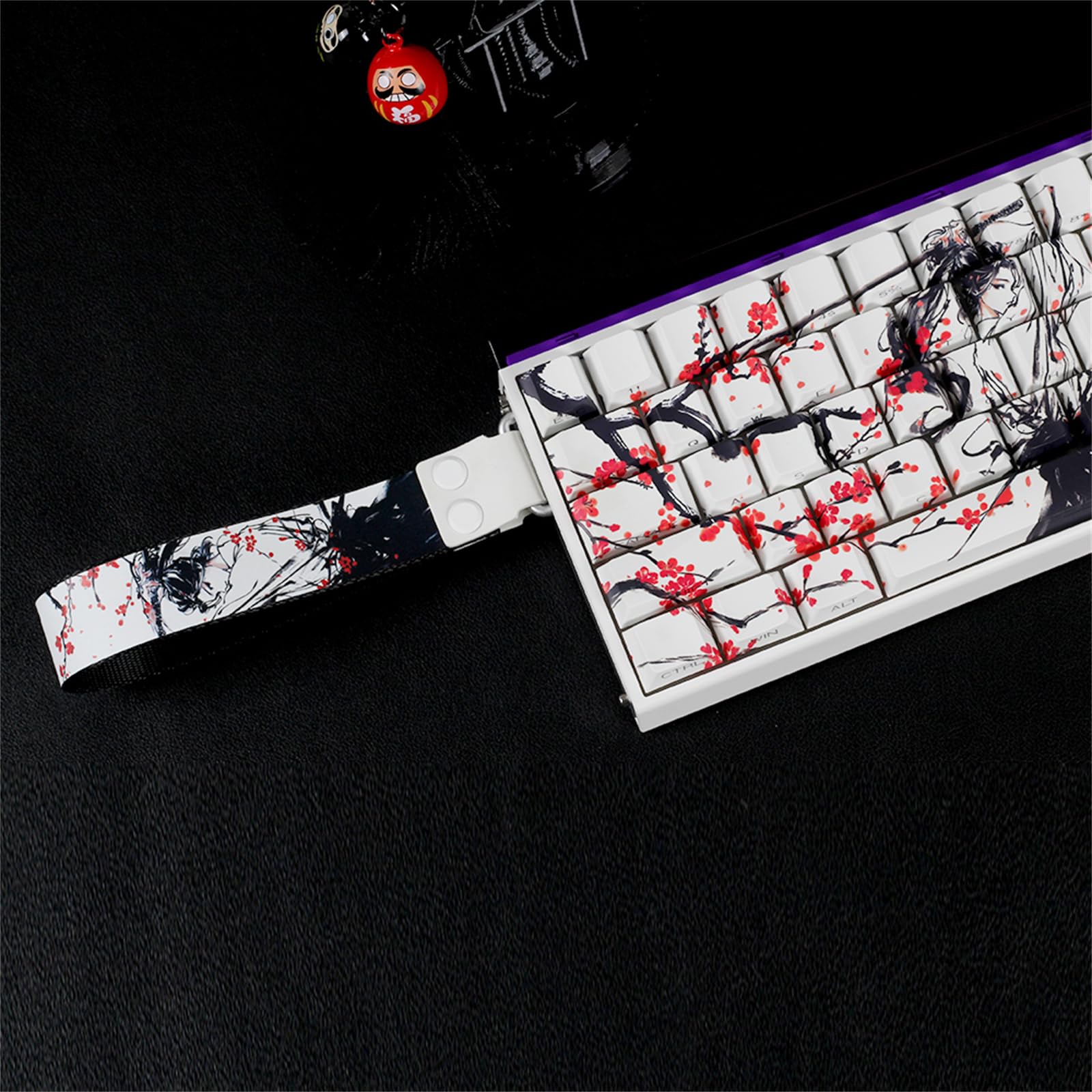 ANSI ISOs Layout Original Profile Keycaps PBT Plums Blossom Side Print Keycaps for 61/64/68 Claviers Side Printed