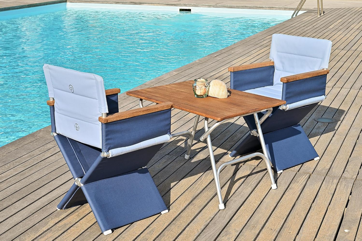FORMA MARINE Teak Veneer Boat Table Folding 34.65" x 24.4" x 24,02" Height Marine Aluminum Yacht Deck Furniture M400T
