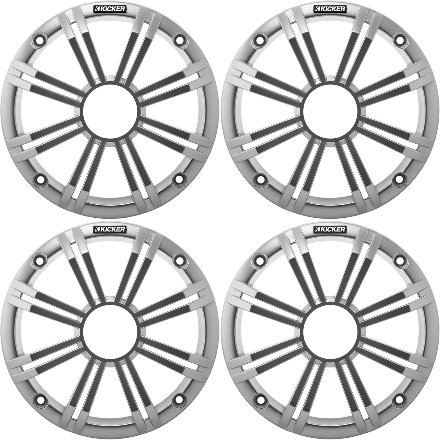 KICKER (4 OEM 6.5" Silver Grill Upfittings Popular with Veranda, Godfrey, Bennington Boats