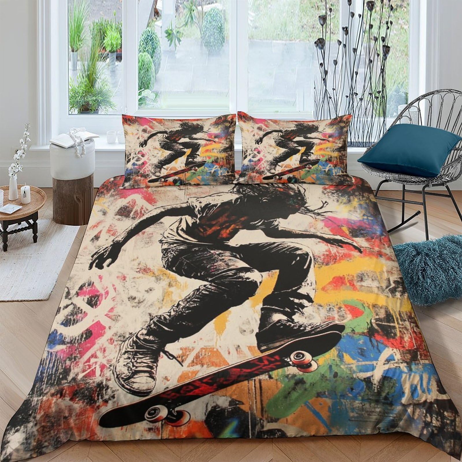 Housse de couette Tour Eiffel 140x200 microfibre anti-plis avec zip