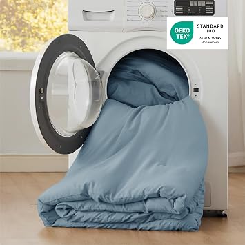 Bedsure Oversized King Comforter Set, Dusty Blue Soft Prewashed Bedding for All Seasons, 3 Pieces GentleSoftTM Bed Set, 1 Lightweight Comforter (120x98) and 2 Pillowcases (20x36)