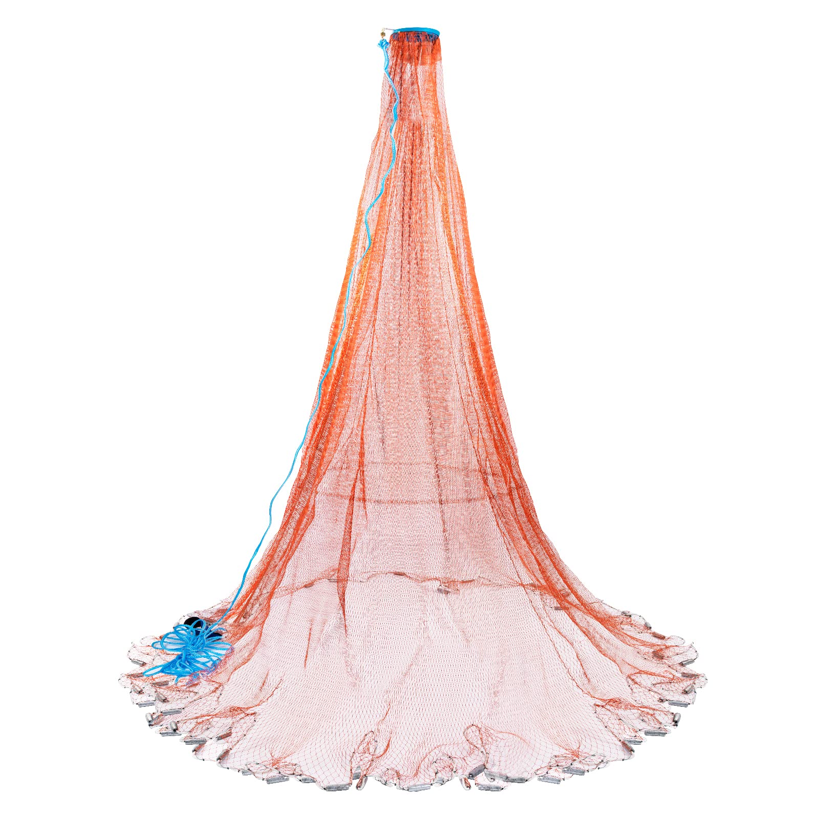 AnglerbasicsAmerican Pro Fishing Cast Net Freshwater Saltwater, 1/2" Tire Line Mesh, Strong Real Zinc Sinker & Swivel, 4ft/5ft/6ft/7ft/8ft Radius Throw Casting Net for Baitfish