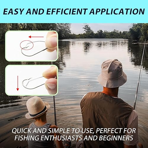 Miniatura 5 de 50 ganchos de pesca sin malas hierbas con garra de águila 10, ganchos de pesca de gusano loco de acero al carbono, ganchos anchos para lubina, cebos