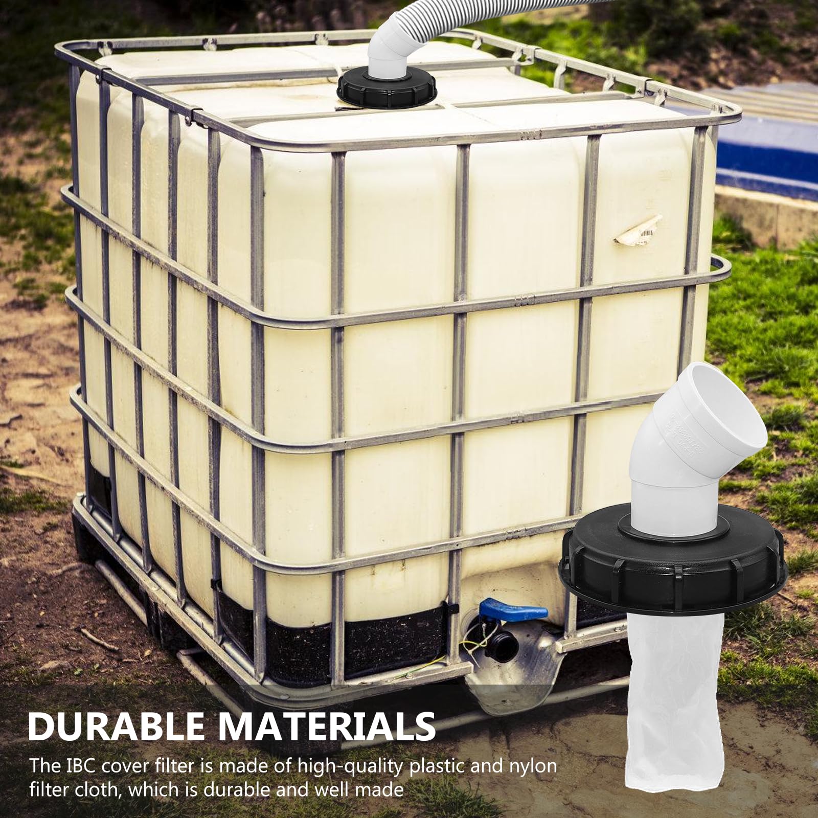 XPJBKC IBC Deckelfilter 165mm - Waschbarer Regenwasserfilter Mit 45° Bogen