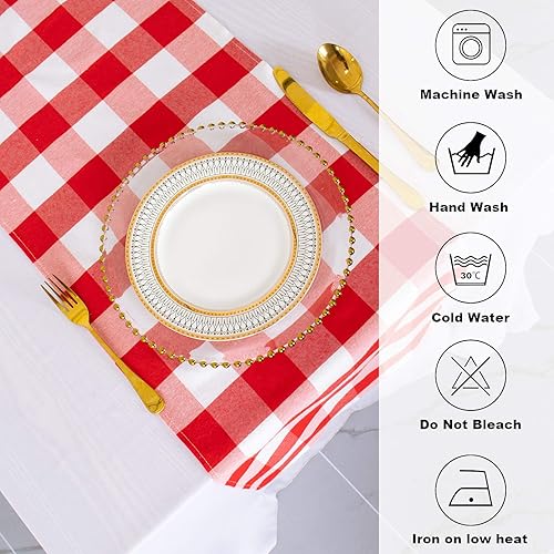 Miniatura 10 de Camino de mesa a cuadros de búfalo de 13 x 72 pulgadas, camino de mesa de Navidad a cuadros rojos y negros, camino de mesa a cuadros para cenas