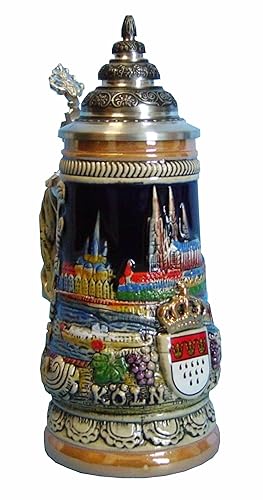 King German Beer Stein Cologne relief stein 0.5 liter tankard,