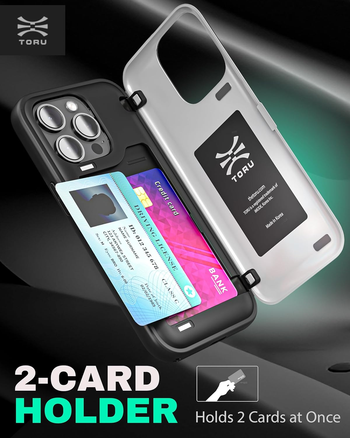 TORU CX Hybrid for iPhone 12 Pro Max Wallet Case | Dual Layer Slim Protective Hard Cover with Hidden 2-Credit Card Slot Holder - Floral Pattern