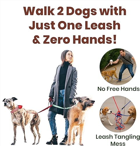 Miniatura 4 de Hands Free Dog Leash for 2 Dogs – Dual Bungee Running Leash with Adjustable Waist Belt, Tangle-Free 360° Swivel, Shock Absorbing, Padded Handles &