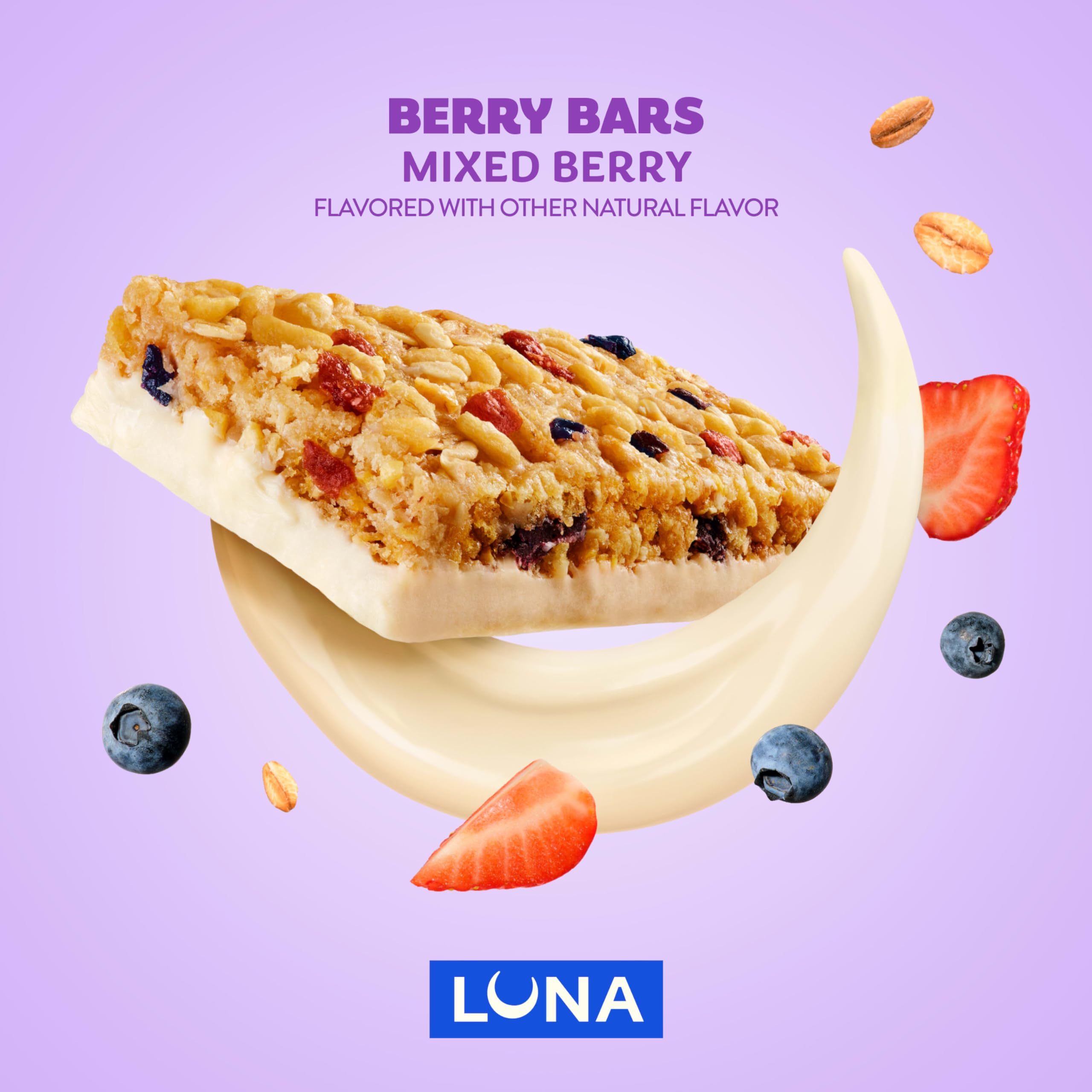 LUNA Berry Bars - Mixed Berry Flavor - Fiber Granola Bars - Non-GMO - Gluten Free Protein Bars - Made with Organic Oats (6 Pack) - 5