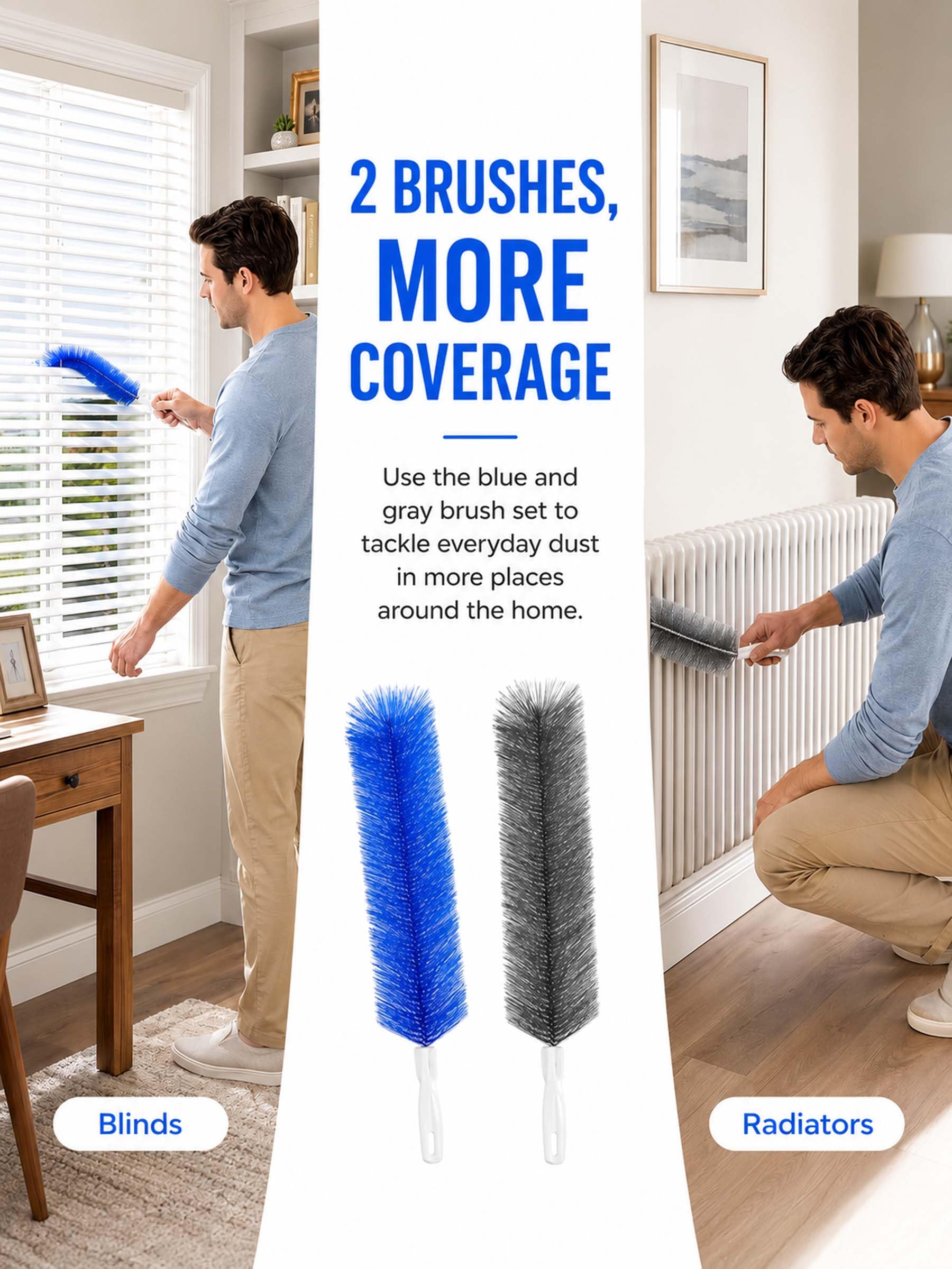 Cepillo de microfibra flexible, limpiador flexible mejorado 2026 para persianas eléctricas, ventilador lavable y ventilación de aire, herramienta eficiente de eliminación de polvo para el hogar y el