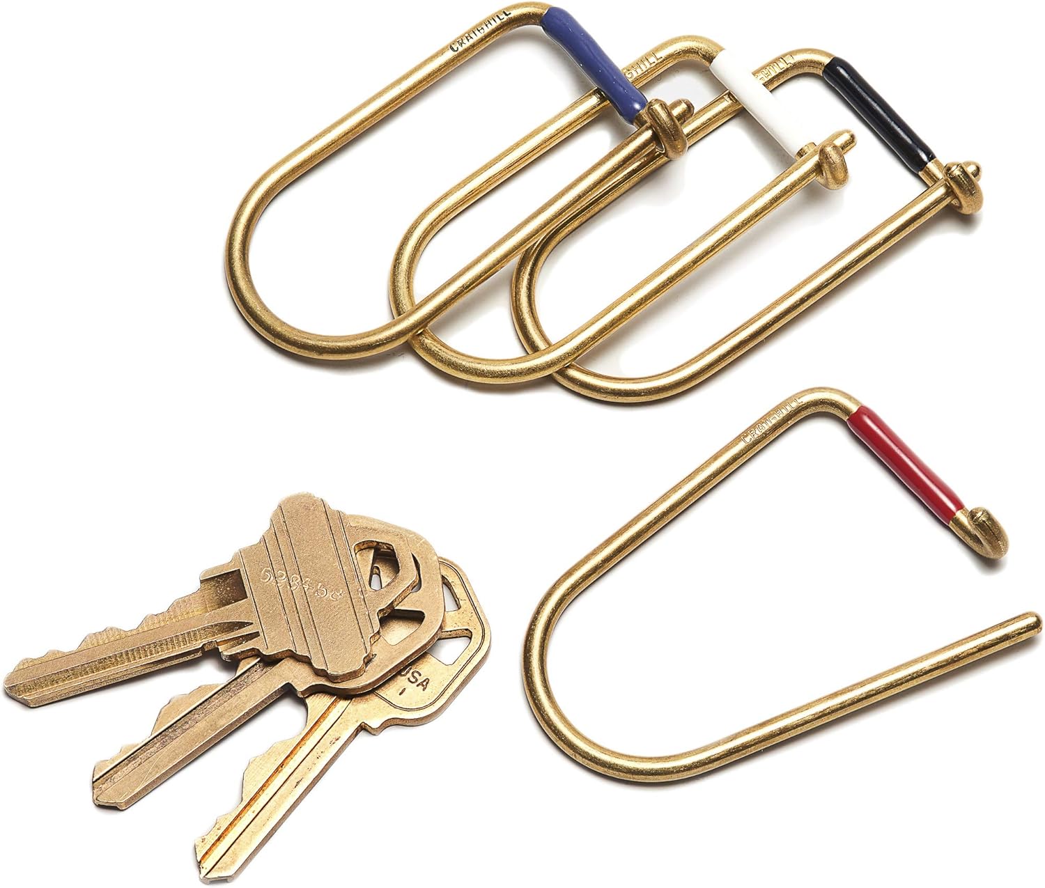 Craighill Wilson Brass Keyring - 2” Carabiner Keychain Clip, Key Ring for Car Keys, Lightweight, D Ring Key Organizer