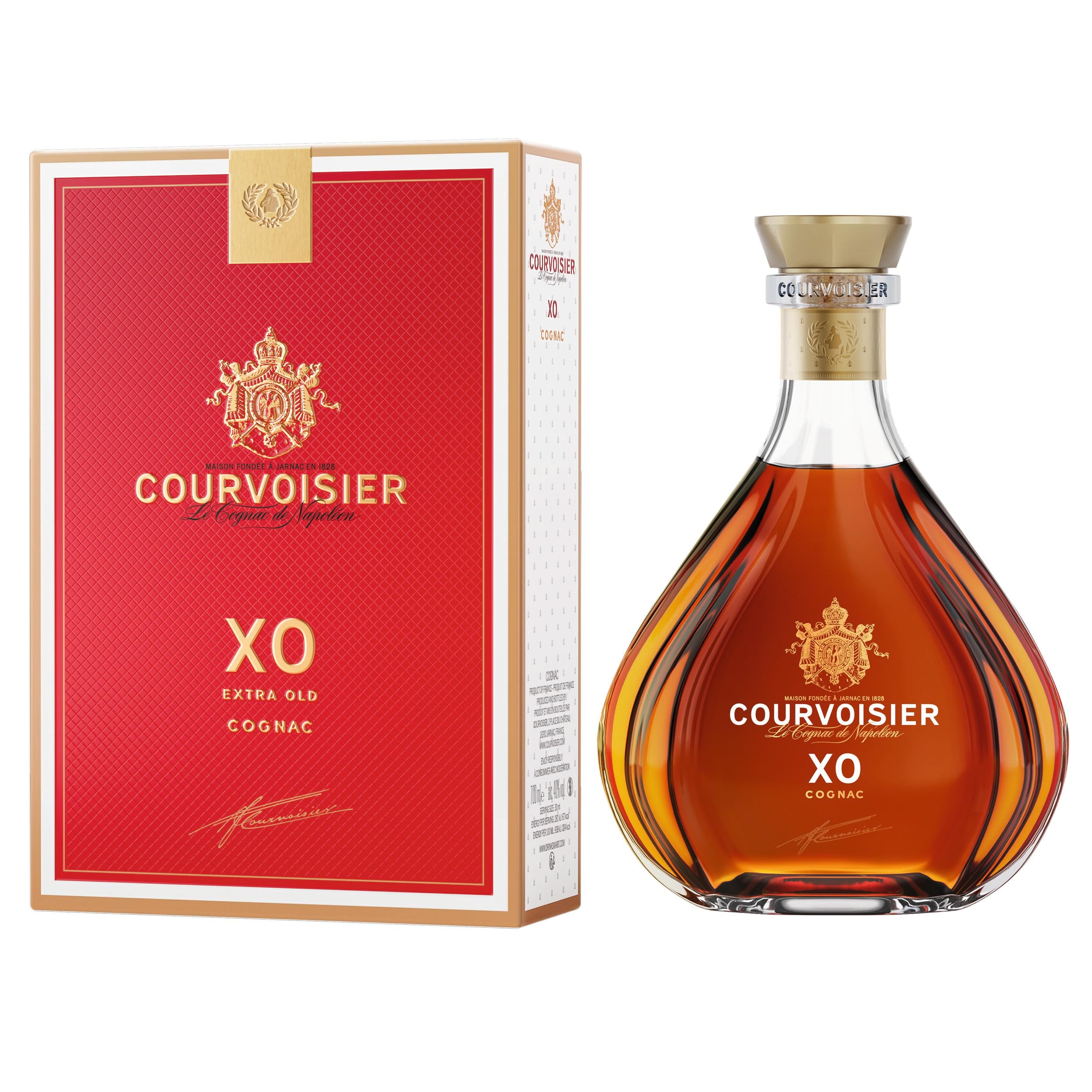 Courvoisier XO – ausgezeichneter Premium Cognac aus Maison Courvoisier, Aromen von Crème-Brûlée & kandierter Orange, 40% Vol., 700 ml
