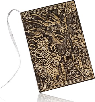 Amazon 魔導書 風 アンティーク ノート 魔法 魔道書 洋書 日記帳 メモ帳 A5 ハード カバー ドラゴン ゴールド 日記帳 文房具 オフィス用品