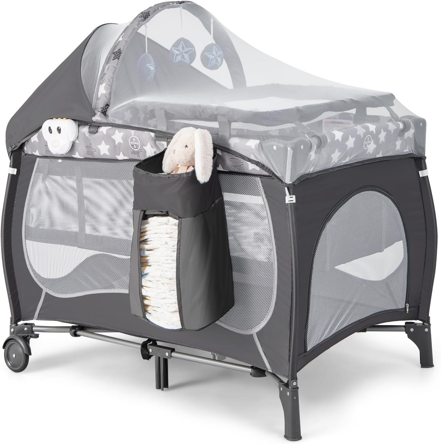DREAMADE 4 en 1 Lit Parapluie Bébé 107x72x119 CM avec Table à Lange