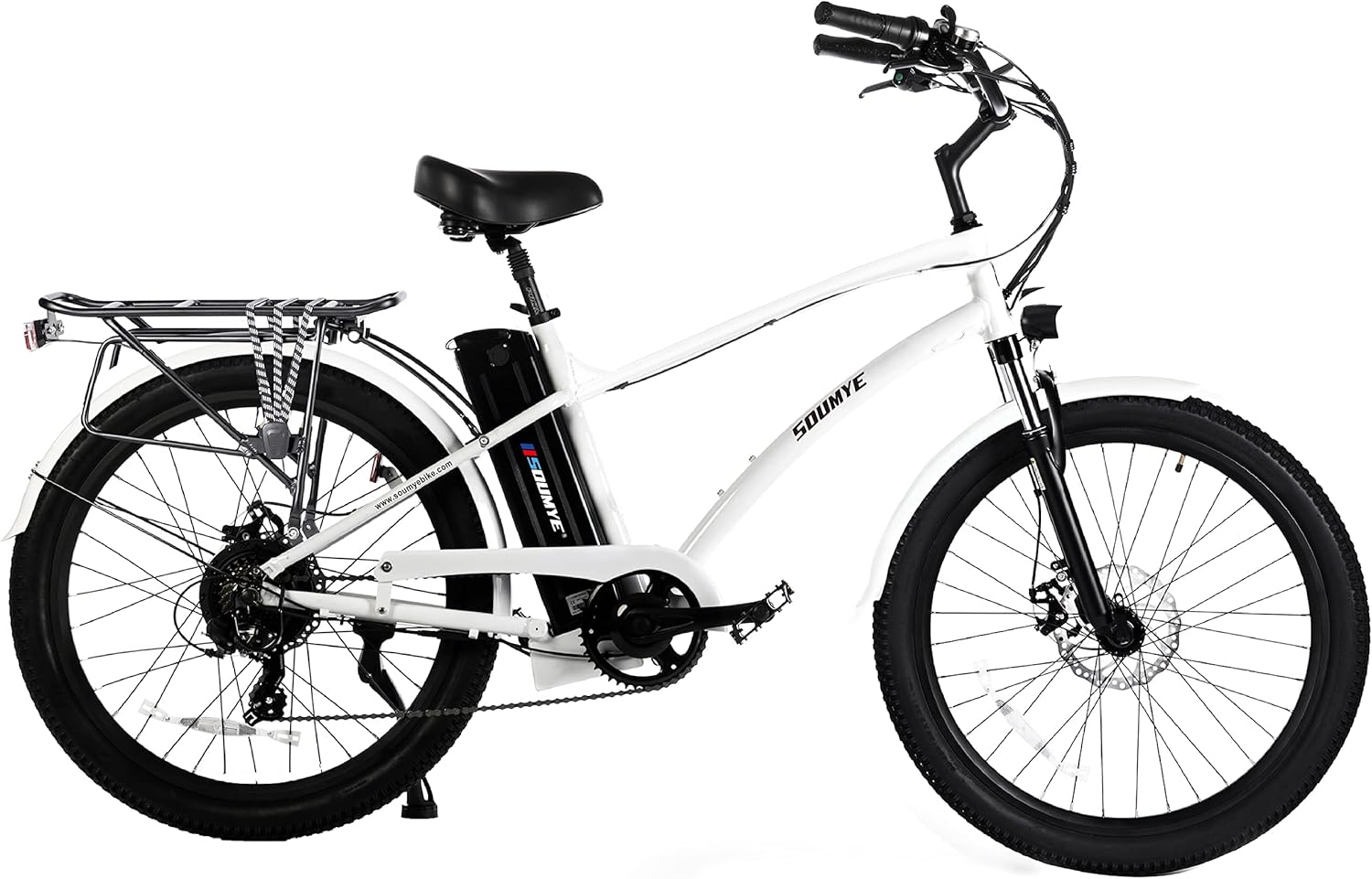 Soumye Beach Cruiser Electric Bicycle 500W Brushless Motor, 48V/13Ah Removable Battery, 26”x2.235 Tire, Max speed 25miles/Hour Step-Over/Step-Thru Frame, Use M5 Larger Size Display, SHIMANO 7 Gears Mountain e-Bike, For Adults Soumye Beach Cruiser Electric Bicycle 500W Brushless Motor, 48V/13Ah Removable Battery, 26”x2.235 Tire, Max speed 25miles/Hour Step-Over/Step-Thru Frame, Use M5 Larger Size Display, SHIMANO 7 Gears Mountain e-Bike, For Adults