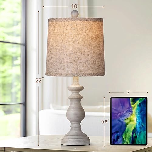 Miniatura 3 de PARTPHONER Juego de 2 lámparas de mesa tradicionales, lámparas de mesa rústicas de granja para sala de estar y dormitorio, lámparas de mesa de 22"
