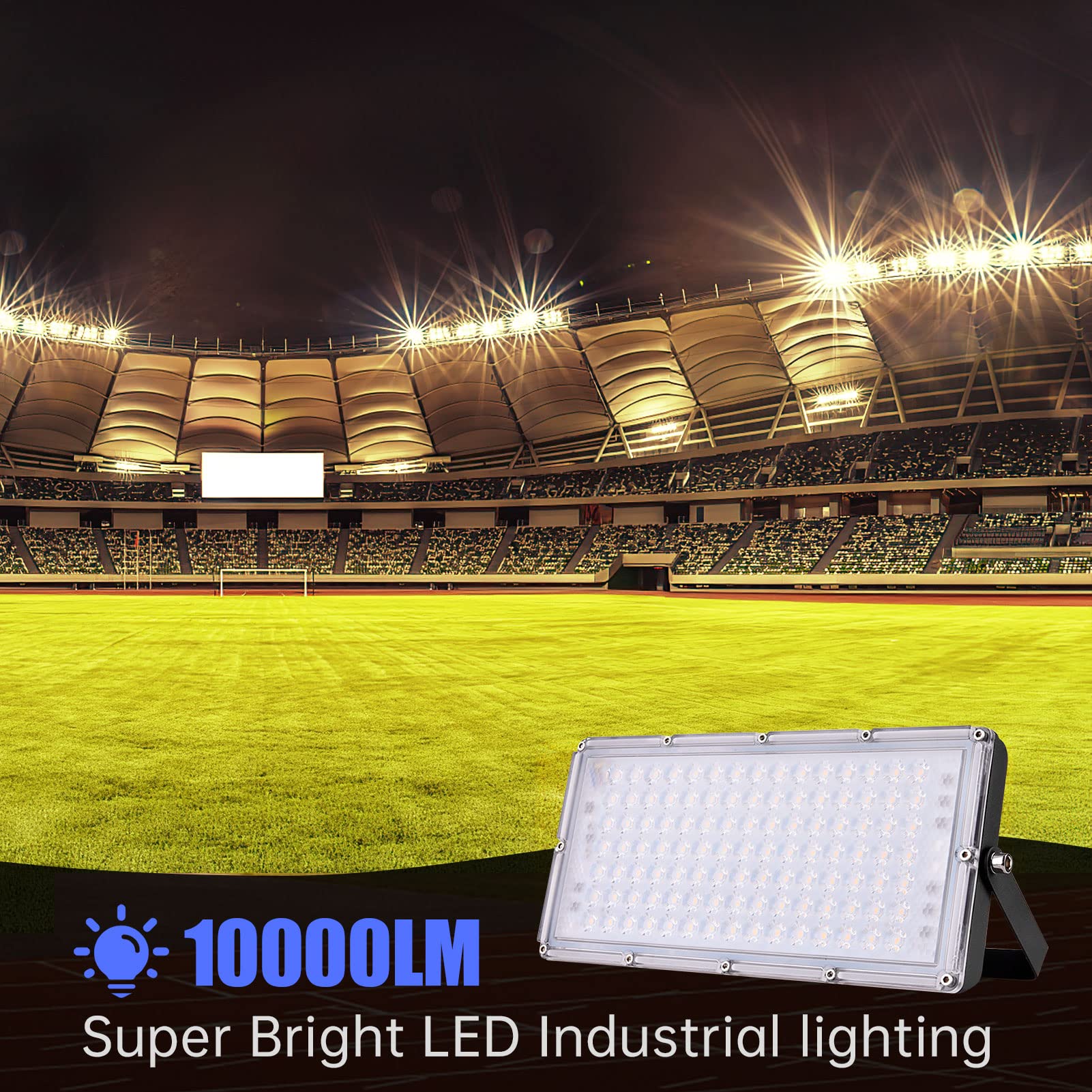 LED Strahler Außen 100W 10000LM Fluter Flutlichter, 4er 3000K Warmweiß Scheinwerfer, IP65 Wasserdicht Außenstrahler, Sicherheitsbeleuchtung für Garten Garage Hof Sportplatz Veranda Werkstatt