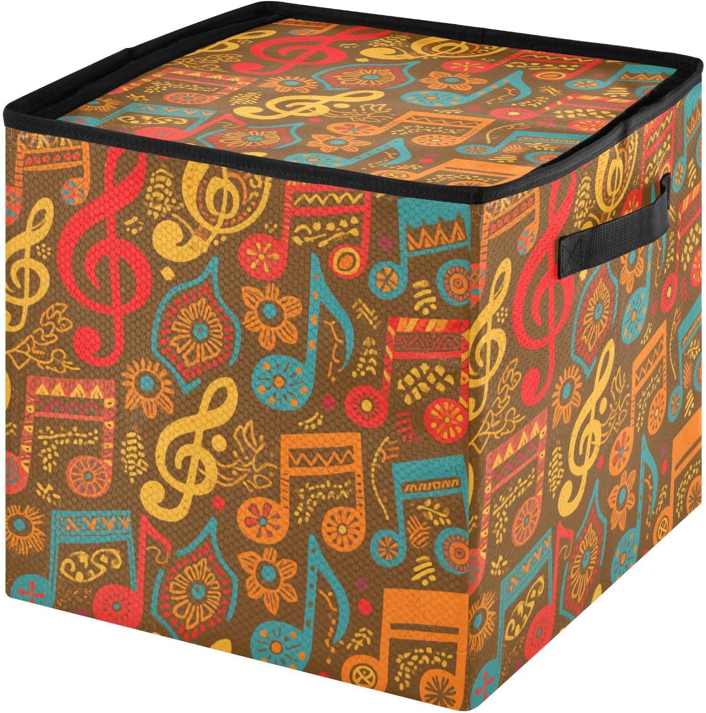 High Capacity Christmas ornament organizer storage Holds Up to 64, Adjustable Dividers, Zippered Top, Two Handles Large Holiday Storage Case with Lid,Boho Flowers Musical Pattern
