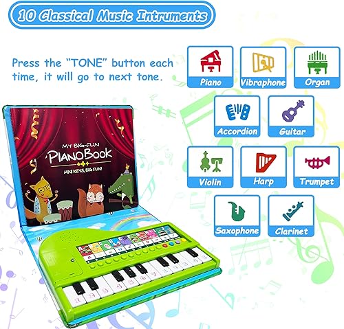 Miniatura 3 de EOOLEOW Juguetes para niños, libro de piano  20 teclas, teclado para niños, piano, juguetes educativos de música, regalos para niños y niñas de 3,