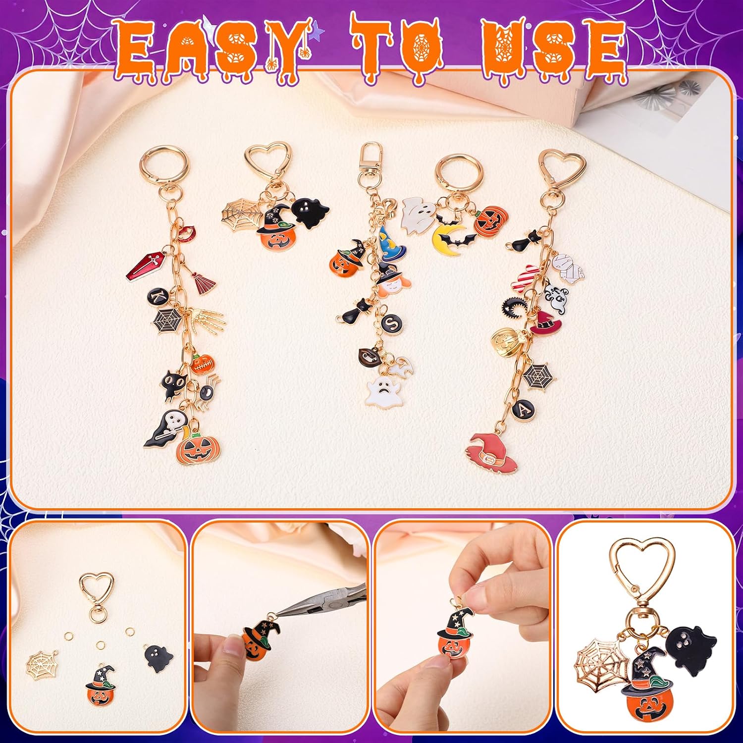 Highergo 685 Pcs Halloween Charms Lip Gloss Keychain Making Kit DIY Craft