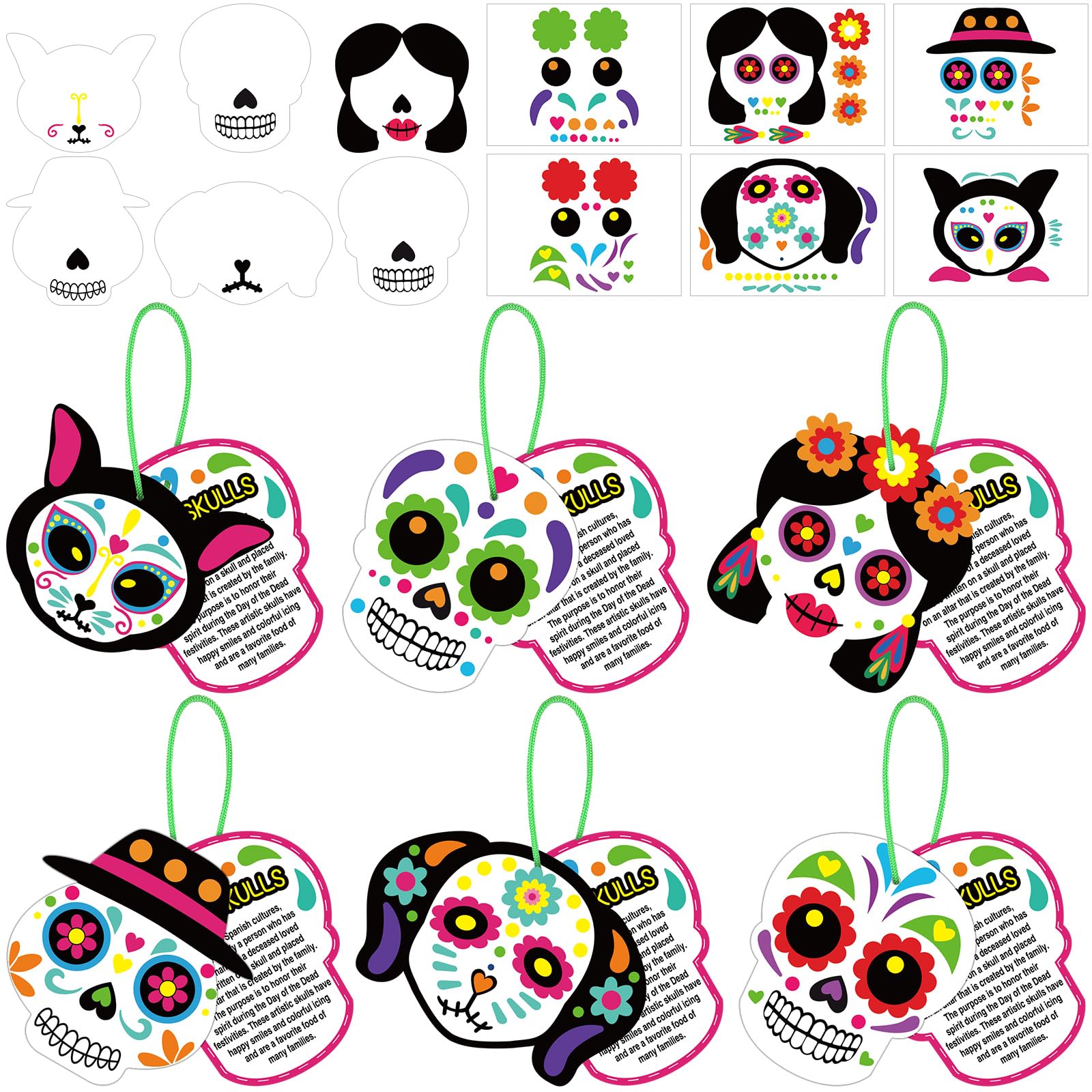 12PCS Day Of The Dead Ornaments-Dia De Los Muertos Jordan-186592