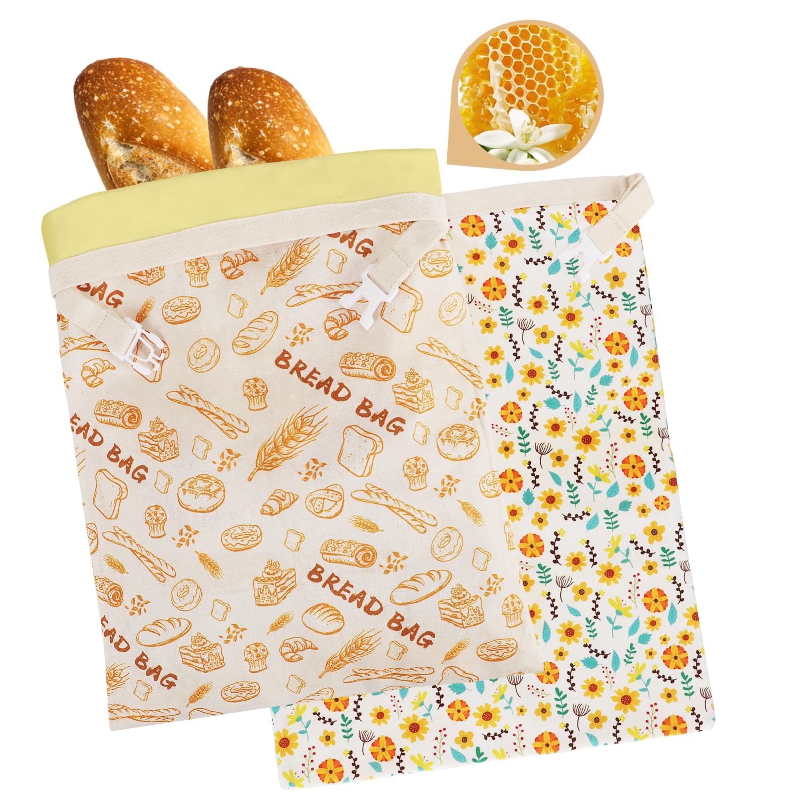 Photo 1 of 1-Pack pure cotton Reusable Beeswax Bread Bags - 10x13 Inch for Sourdough & Homemade Bread Storage | All-Natural Beeswax Preservation, Eco-Friendly Cotton Food Bags - Easy to Clean & Daily Use