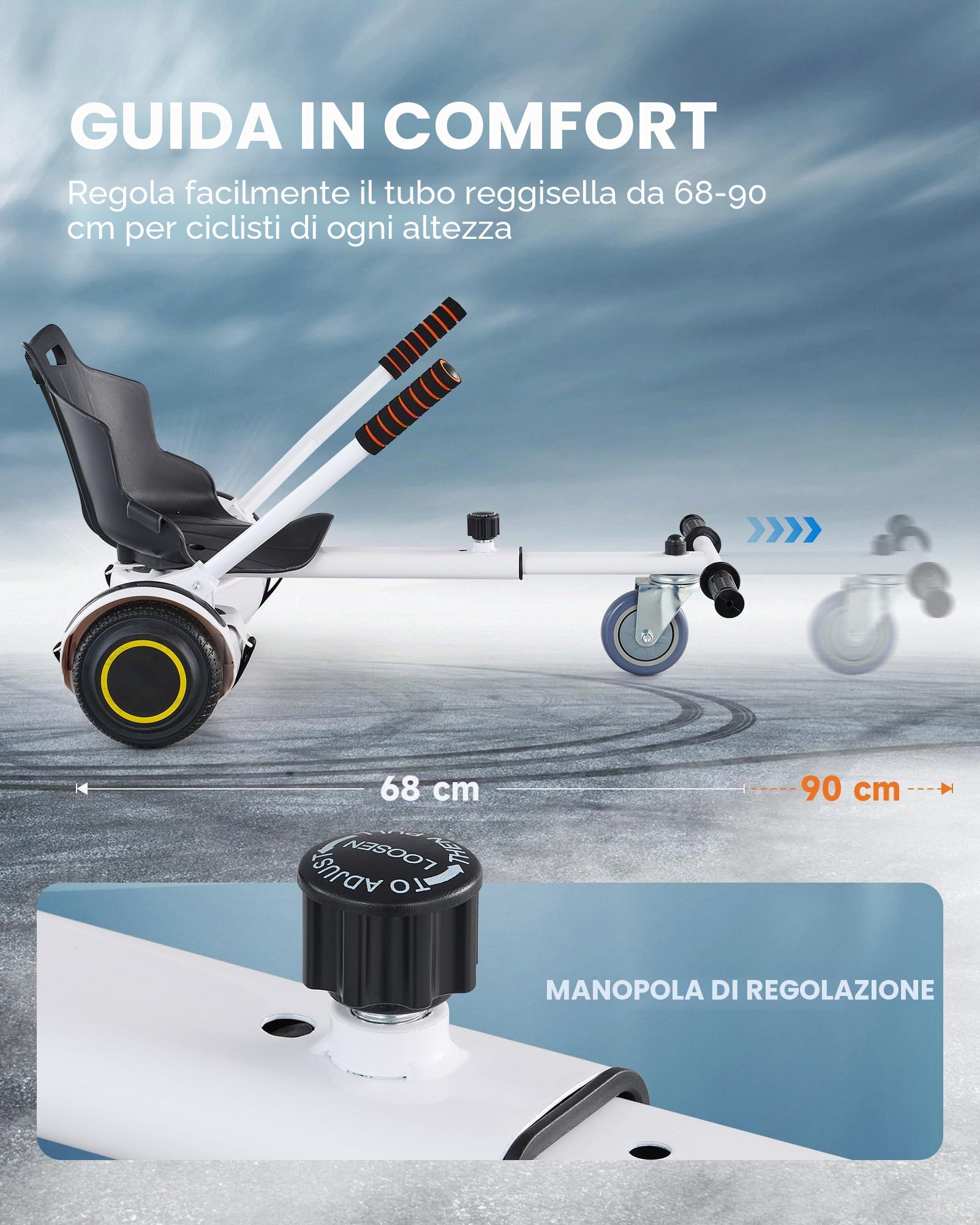 CO-Z Go-Kart Hovercart Regolabile per Hover Balance Board da 16.5 cm 20.3 cm 24.5 cm, Gyro Kart Monopattino Elettrico Accessori di Scooter a Bilanciamento Automatico