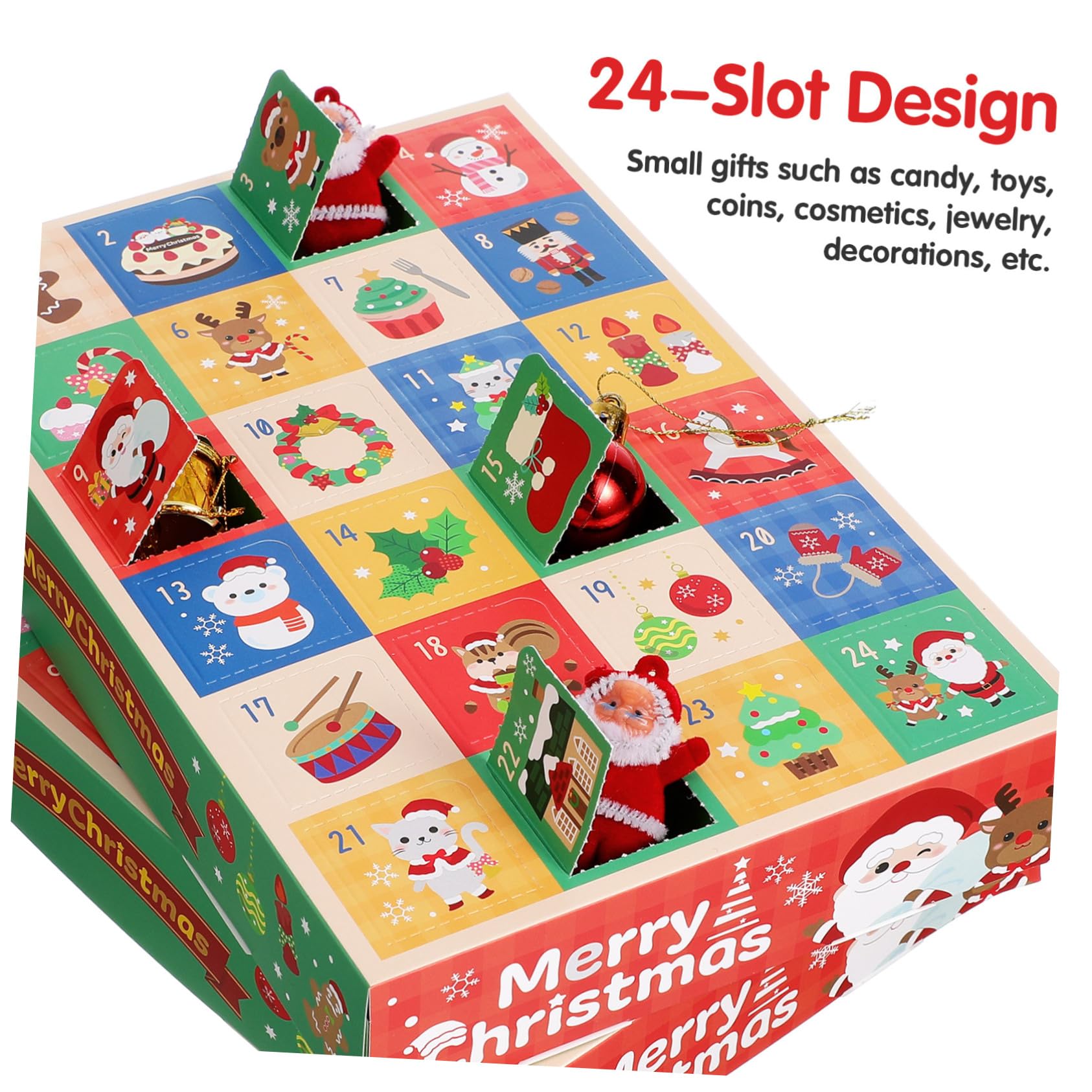 UKCOCO 5 Pezzi Scatole Avvento in Carta per Regali di Natale Dessert Dolcetti e Bomboniere Scomparti per Imballaggio e Fai da Te Contenitori Natalizi per Dolci e Piccole Torte
