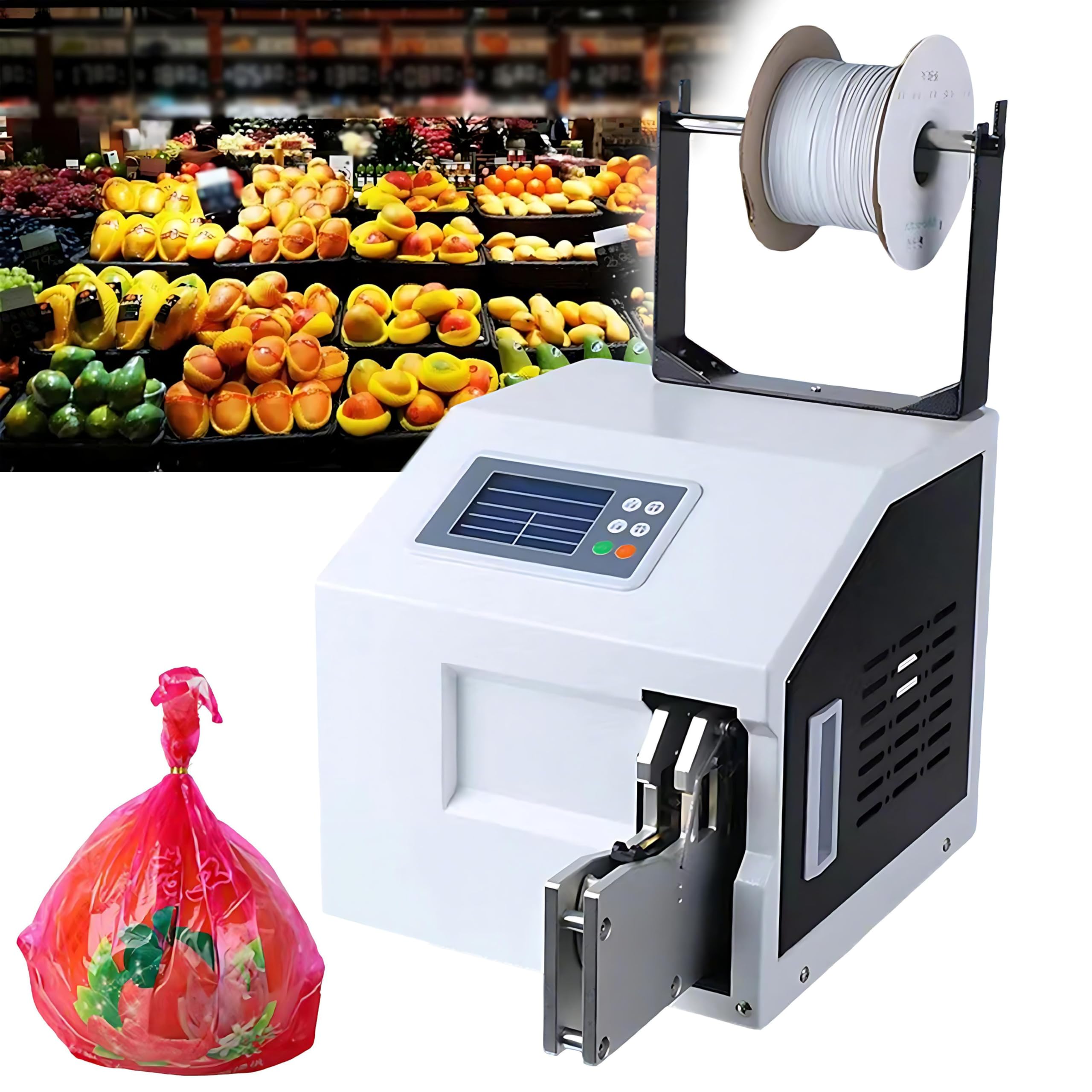 QIUNAOZI Automatic Wire Tying and Bundling Machine, Bag Closer Bundling Equipment, Sensor Binding, Includes 1 roll of cable ties, for Bakery, Power Cord, etc WireTyingMachine