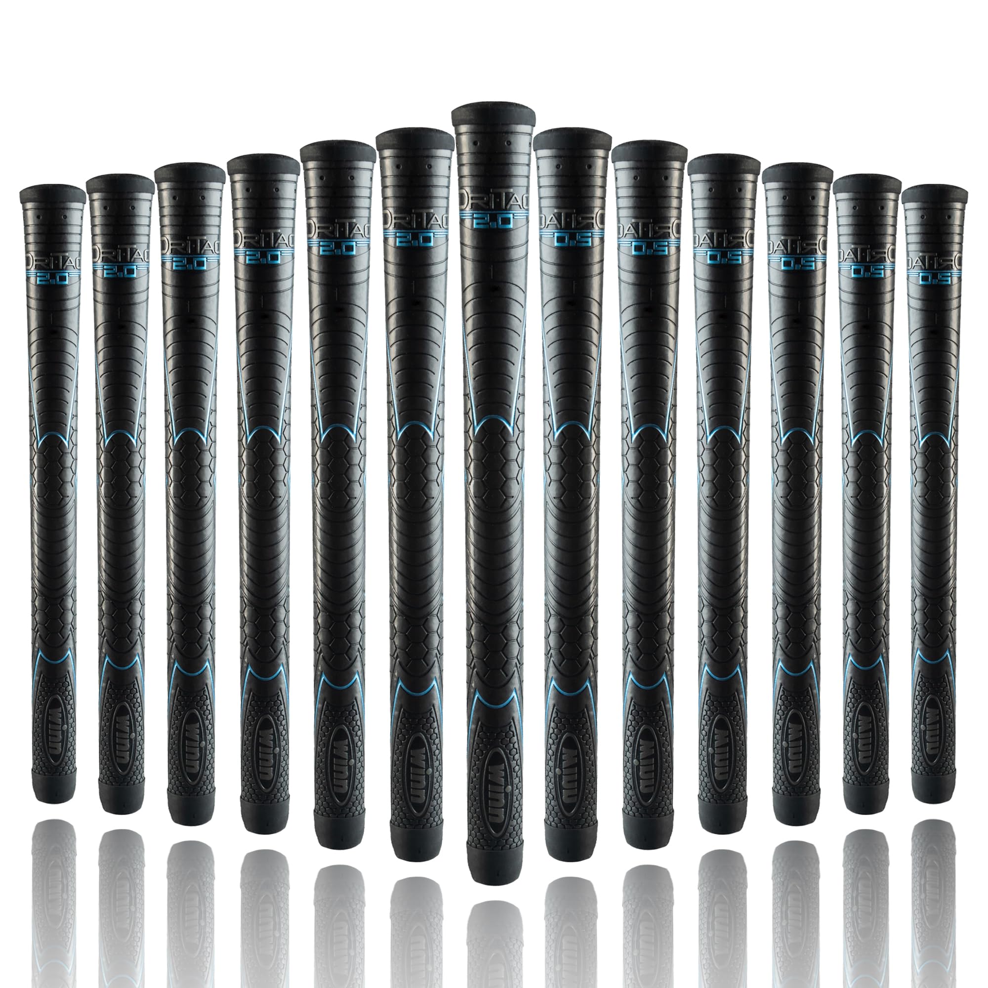 Winn Grips 32DT-JBK Dri-Tac 2.0 series Advance Polymer Technology, 13 Piece Golf Grip Bundle-Undersize, Jet Black-Blue