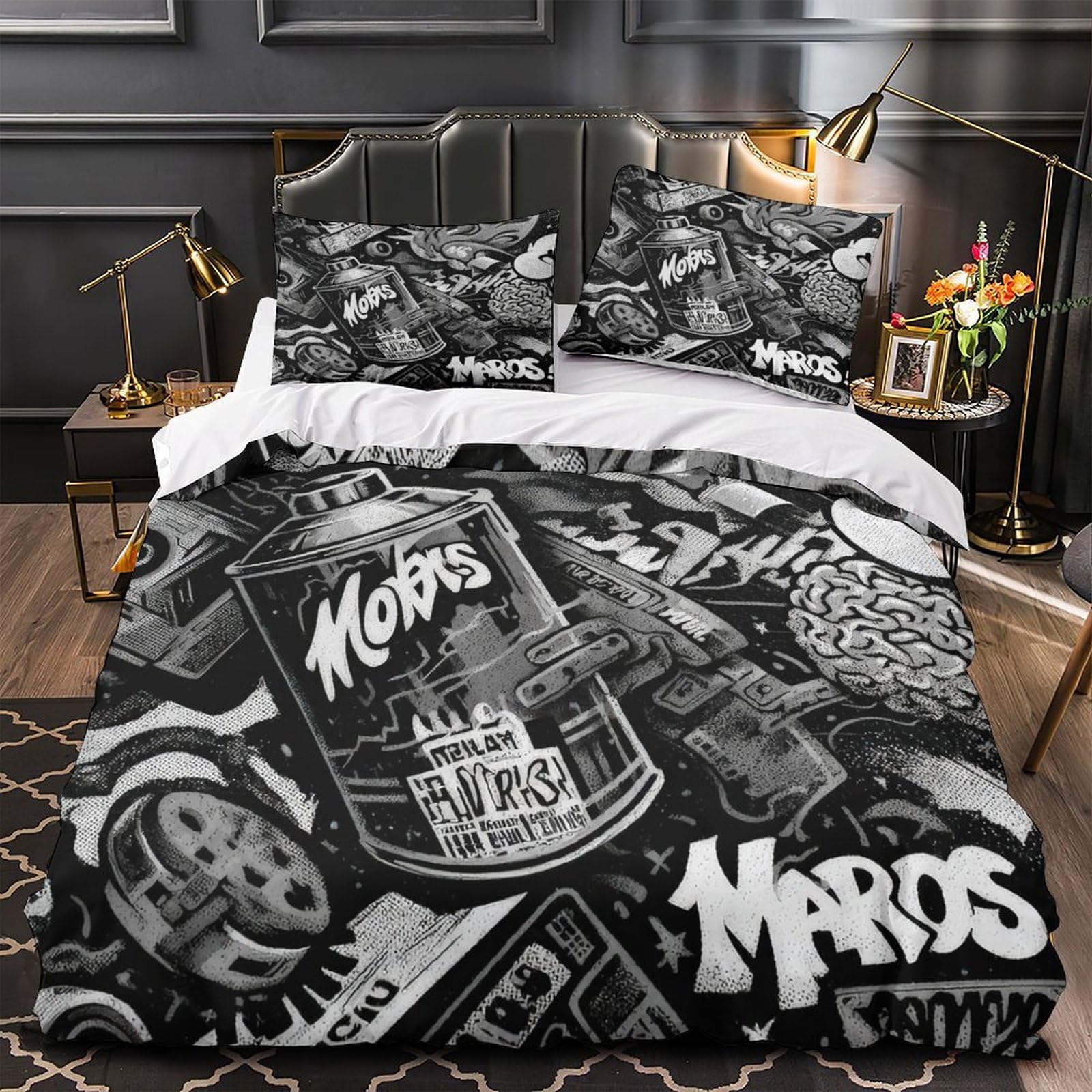 Housse de couette graffiti 140x200 parure lit ado microfibre