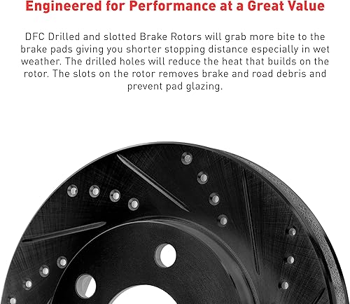 Miniatura 3 de Kit completo  Rotores de freno Dynamic Friction Company 8314-03013  TaladroRanura negra con pastillas de freno de cerámica y herrajes