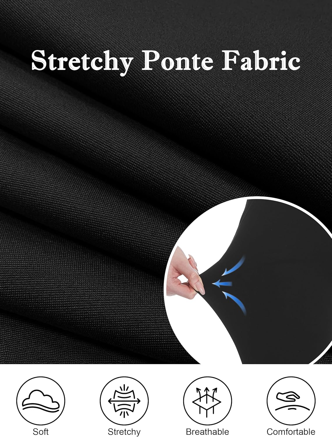 Tapata Womens Pencil Skirts Stretch Office Work Skirt Knee Length High Waist Midi Ponte Bodycon for Business Casual - Image 4