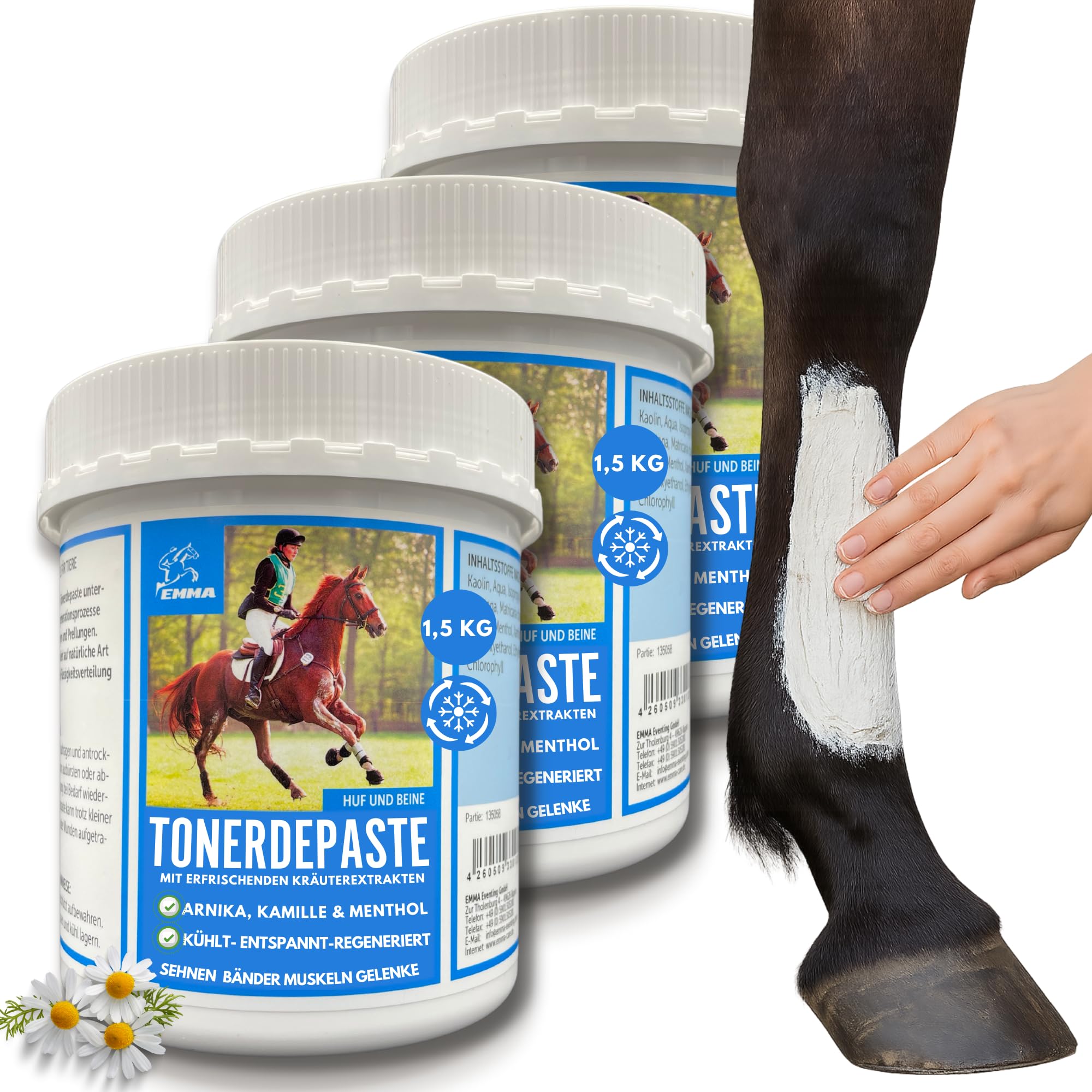 EMMA Essigsaure Tonerde mit Arnika für Pferde, 3 x 1,5 kg