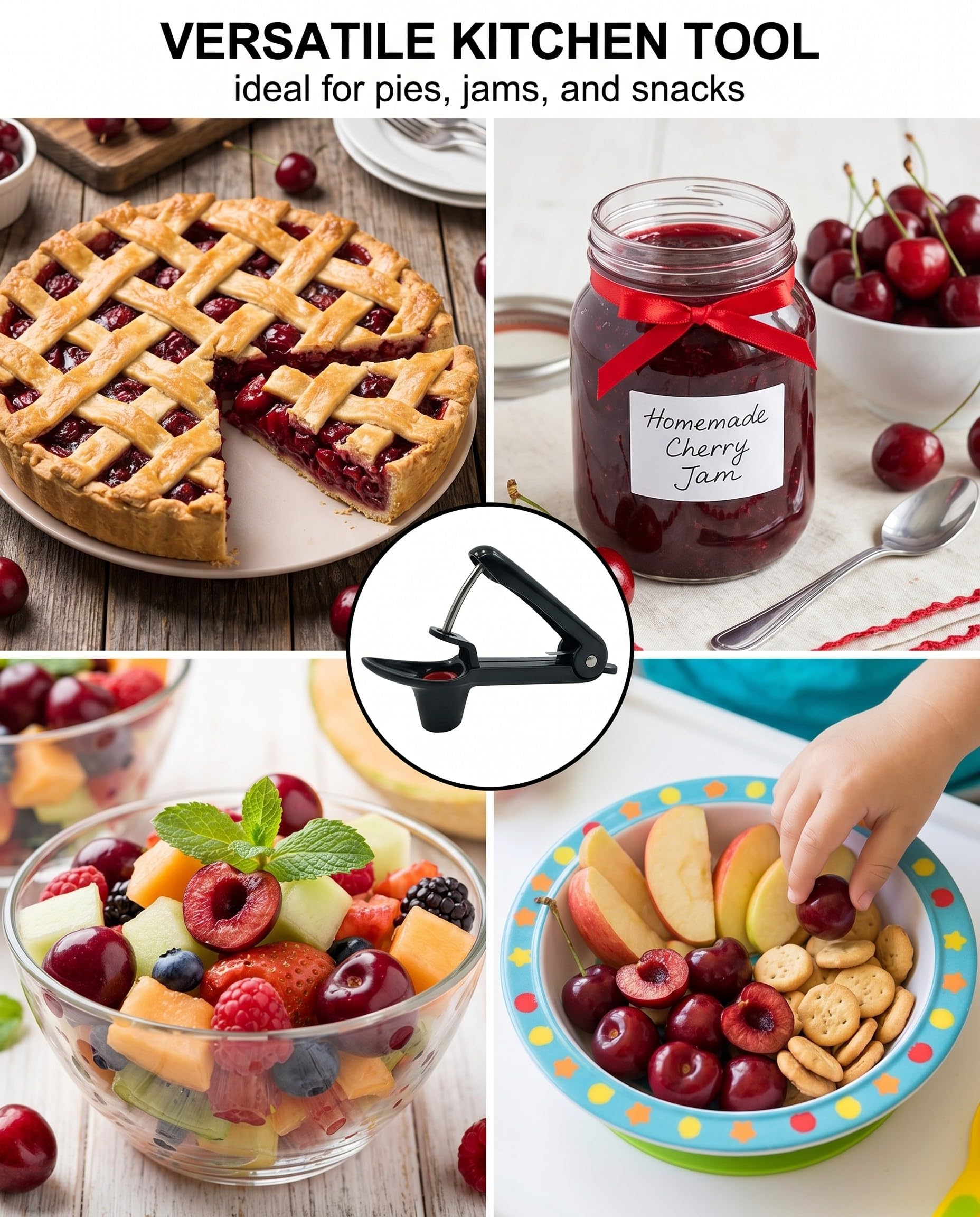 1 pièce Dénoyauteur Cerises, Outil Rapide & Efficace pour Pâtisserie, Confitures, Desserts. Pite proprement les cerises sans effort, anti-éclaboussures, préserve la chair