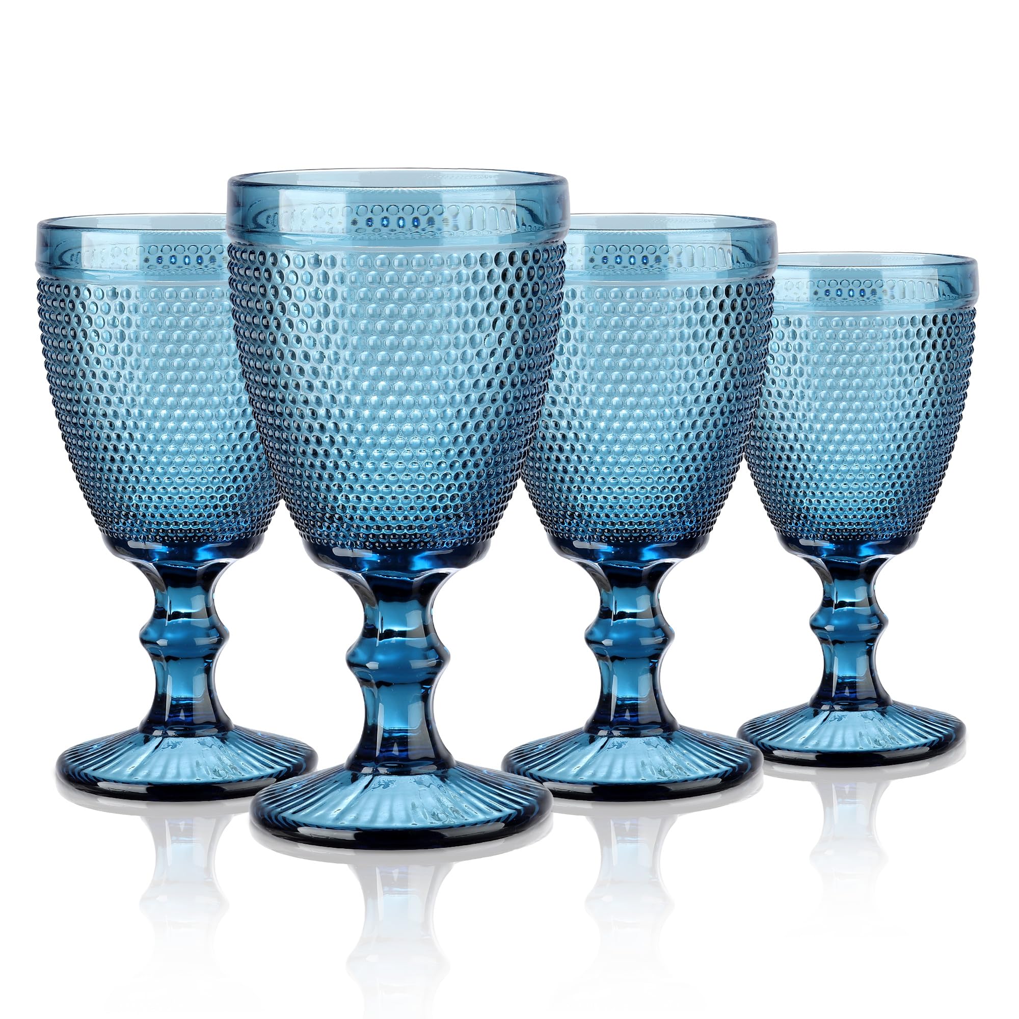 Verres à vin vintage bleus Joeyan 300ml lot de 4 verres à boire rétro avec pied