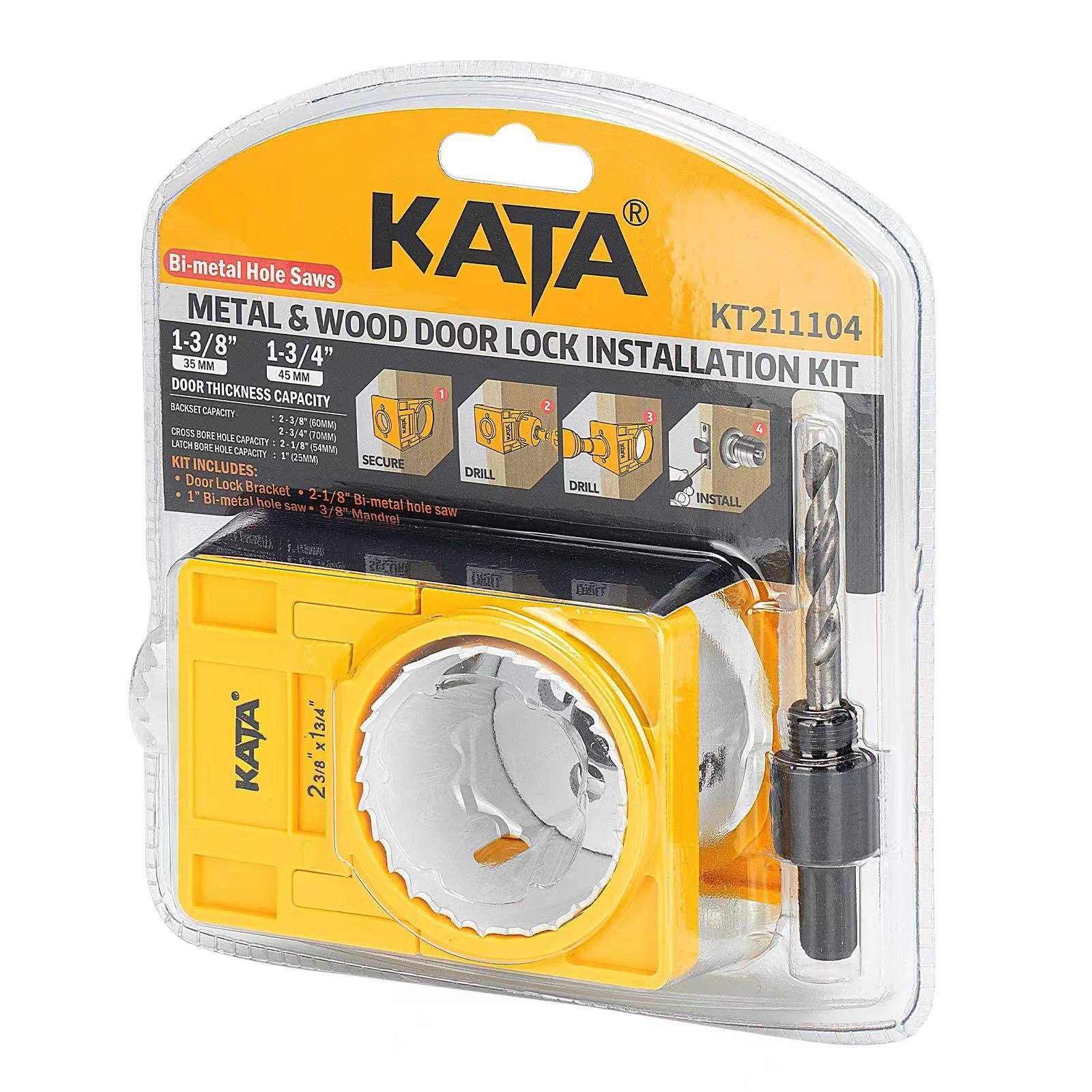 Buy KATA 13/8" 13/4" BiMetal Door Lock Installation Kit for Metal