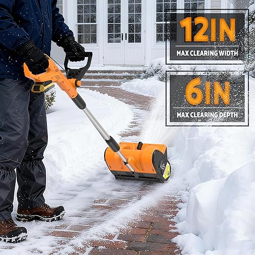 Miniatura 5 de Pala de nieve inalámbrica compatible con batería Dewalt de 20 V máxima (sin batería), pala de nieve eléctrica de 12 pulgadas con luces LED y canal