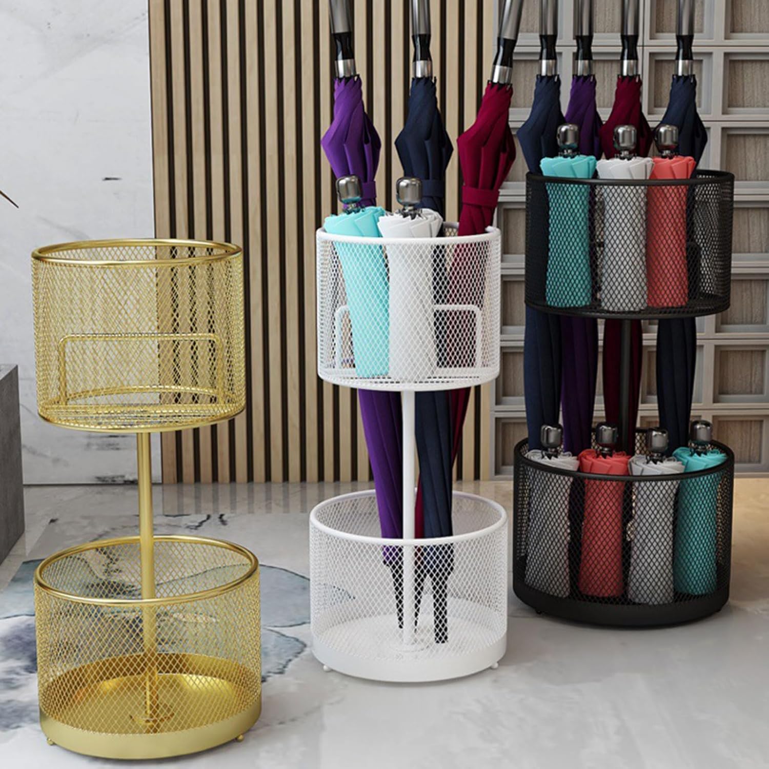 Space-Saving Metal Umbrella Stand with Drip Tray, Stylish Indoor/Outdoor Umbrella Holder for Home, Hallway, Porch, and Office Entryway nization