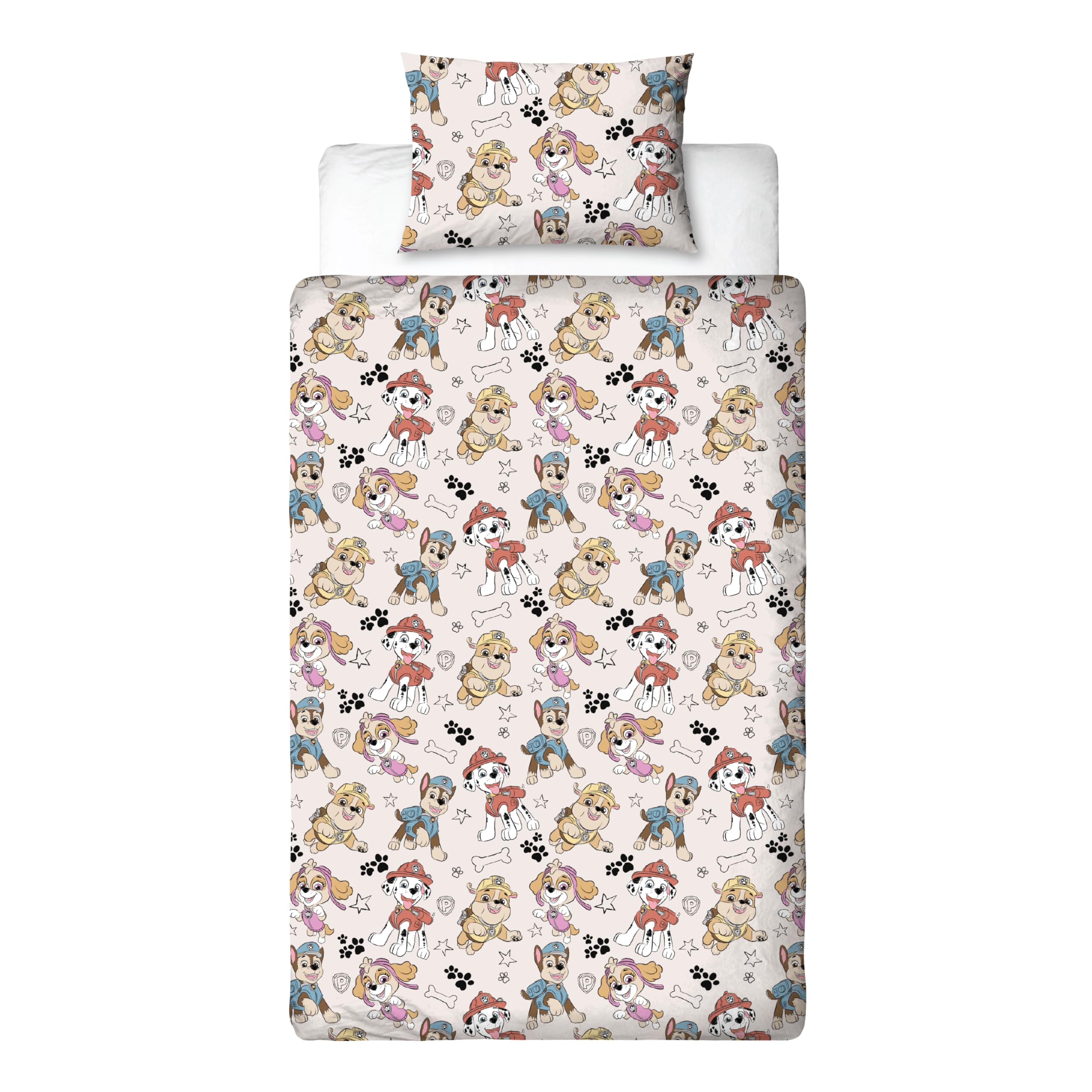 Paw Patrol offiziell Lizenziertes Skizzen-Design Einzelbettwäsche-Set | Wendbares 2-seitiges Hundebettzeug einschließlich passendem Kissenbezug | Perfekt für das Kinderzimmer | Polybaumwolle