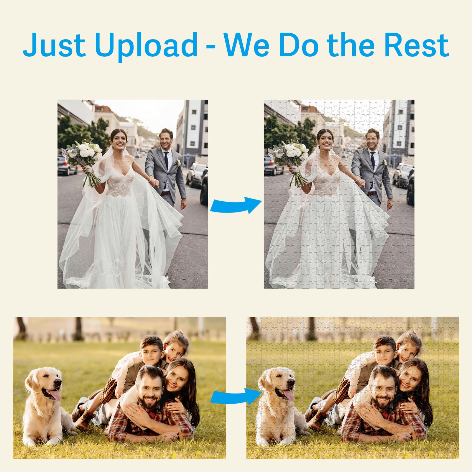 FodyZou Custom Puzzles from Photos - 120/300/500/1000/1314-Piece Custom Puzzle with Picture & Text - Personalized Jigsaw Puzzle for Adults - Family, Wedding, Pet, Birthday Gift - 5