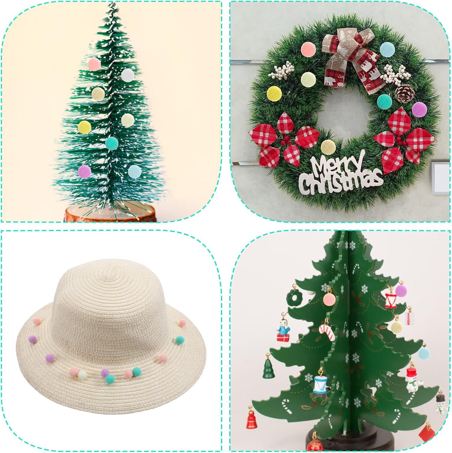 200 Pieces Pom Poms Balls for Crafts, 0.6 Inch Pompom Ball, Multicolor Fuzzy Ball for Crafts, Fuzzy Pompom Puff Balls for DIY Arts, Craft Making Decorations Projects, Home Party Decorations - Image 4