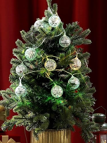 Vista 41 de BBTO Tira de luces LED de bola de discoteca con pilas, adornos para exteriores, patio, porche, 70, 80, suministros de fiesta de discoteca