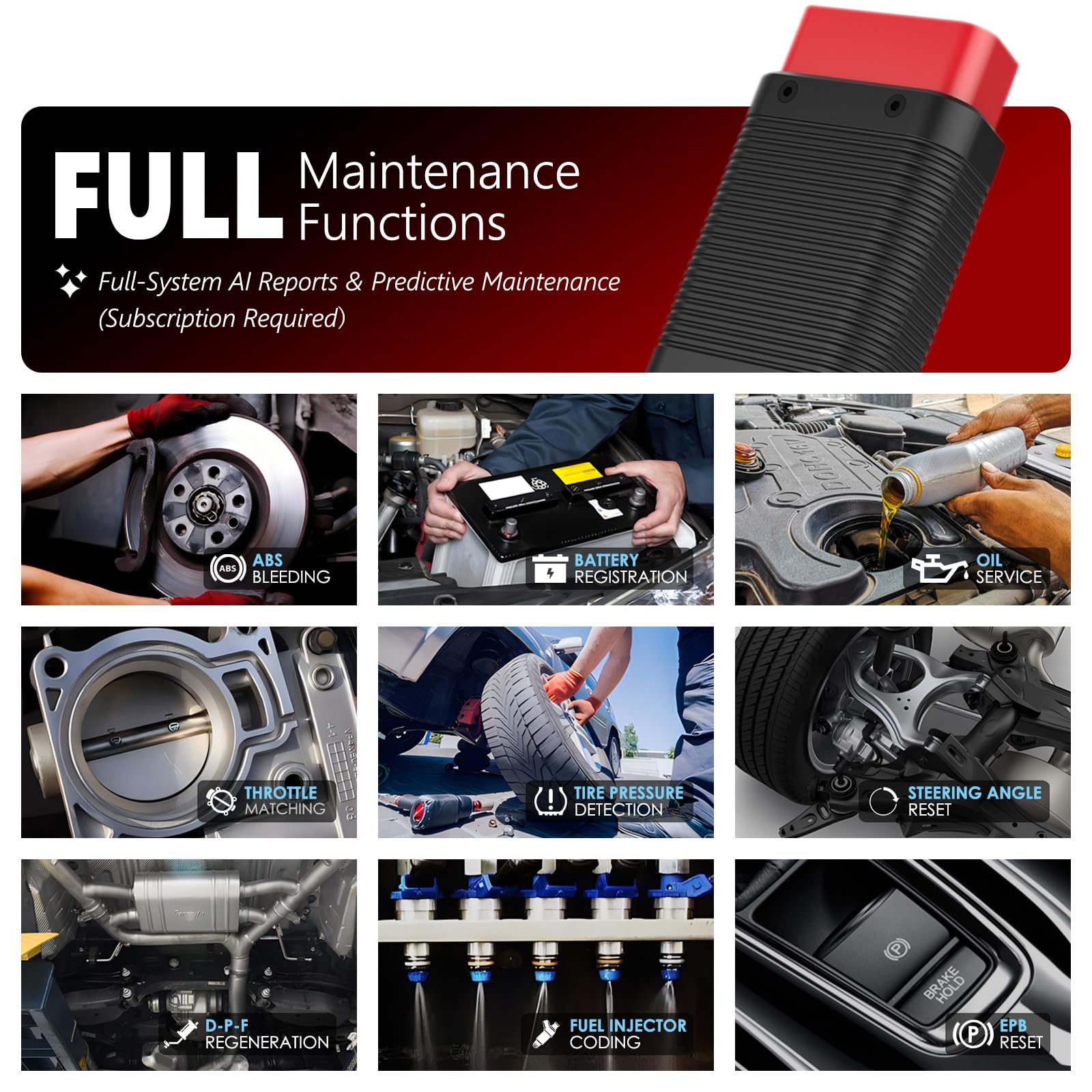 LAUNCH AIOBD Escáner OBD2 Bluetooth con IA, Herramienta de Diagnóstico Asistida por IA para Todos los Sistemas, Lector de Códigos de Falla OBD-II Compatible con iOS/iPhone y Android