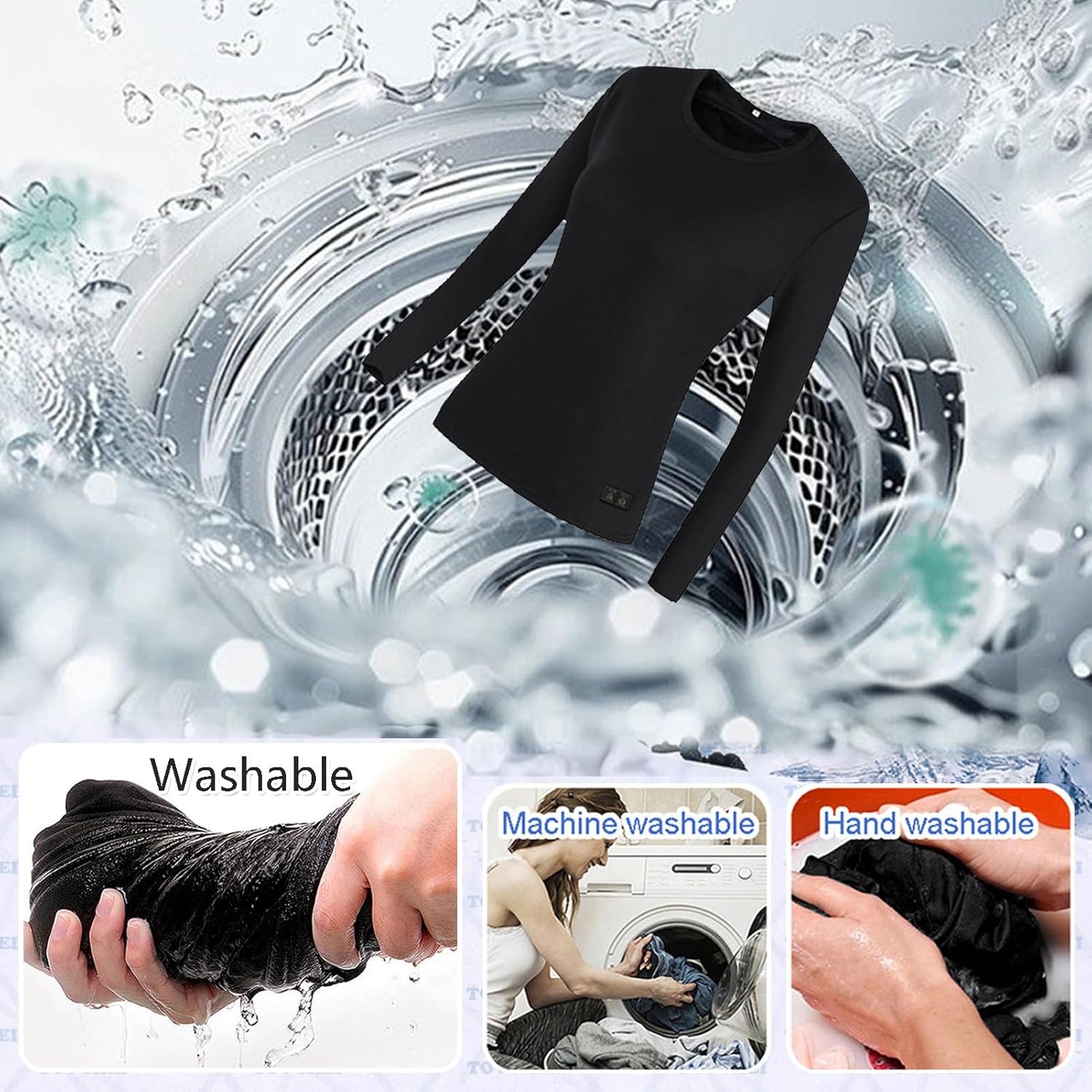 Women's Heated Shirt, 16 Heating Zones Electric Thermal Underwear Smart USB Heated Top for Skiing Cycling