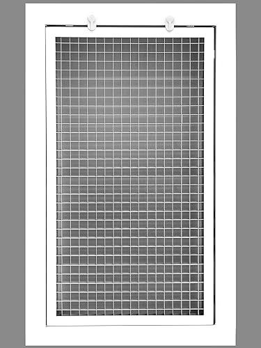 Cubo Core Eggcrate Rejilla de filtro de aire de retorno para filtro de 1 pulgada, aluminio, blanco Dimensiones exteriores 1.75 x 1.75