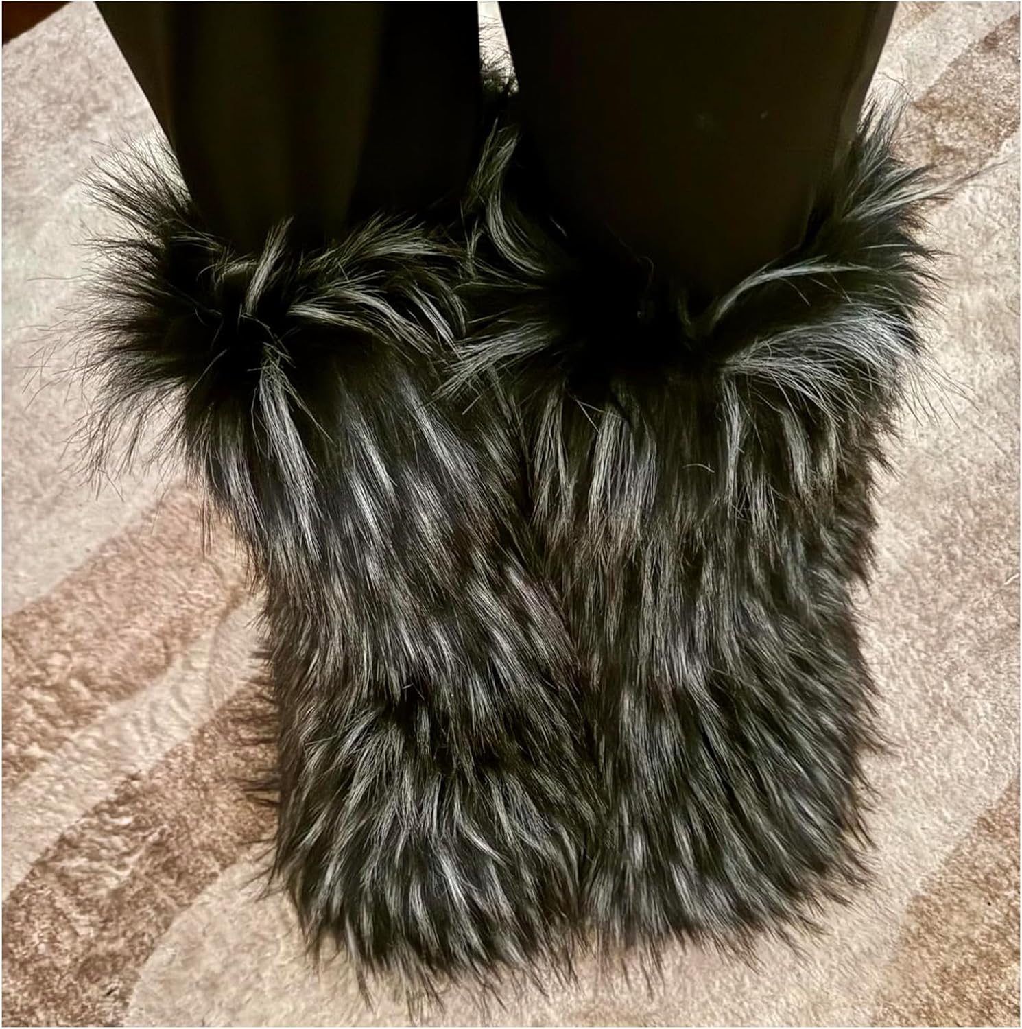 IXU Women's Faux Fur Boot Furry Fluffy Round Toe Suede Snow Winter Women Boots Comfy Plush Warm Short Outdoor Indoor Flat Shoes Mid-Calf Boots - Image 2